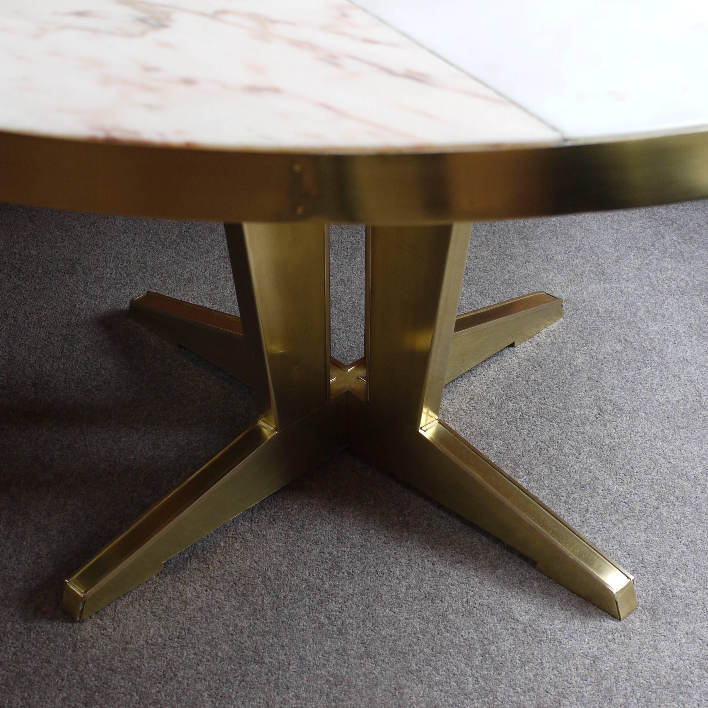 Mid-Century Modern Stunning Late 20th Century Mosaic Marble Table with Brass Detailing