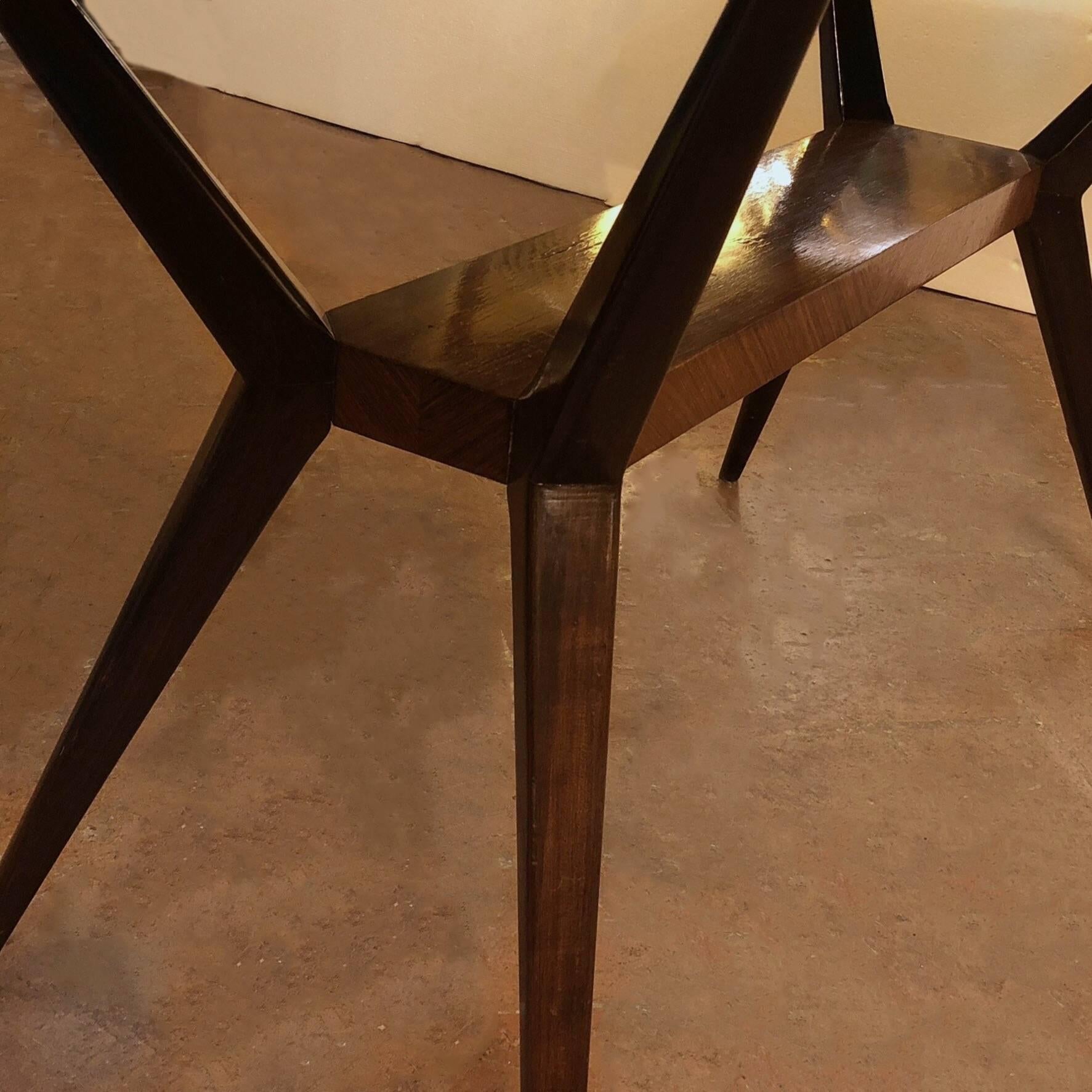 Mid-Century Modern Rosewood Spider-Leg & White Marbled Murano Glass Dining Table In Good Condition In Firenze, Tuscany