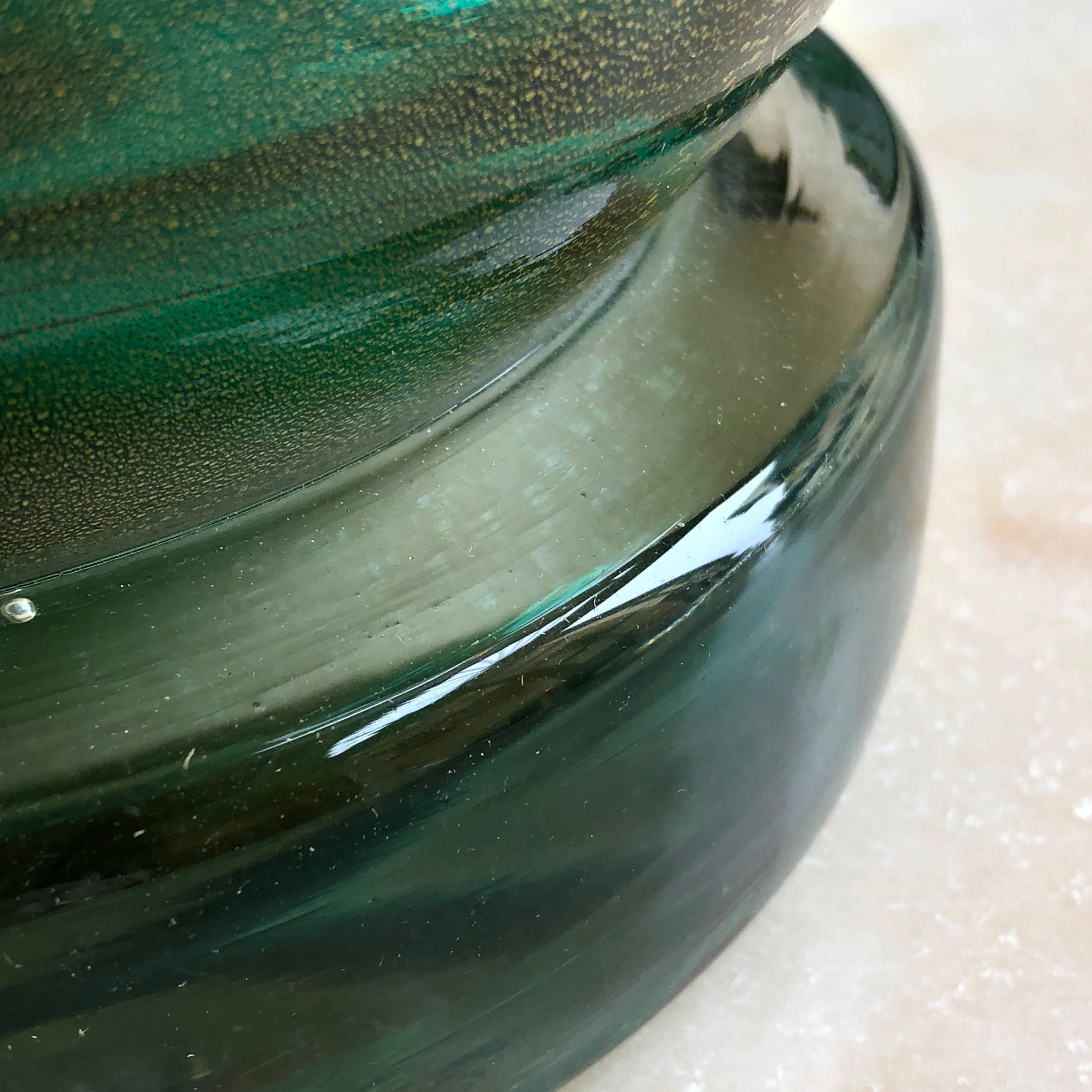 Late 20th Century Pair of Green Murano Glass Vases 3