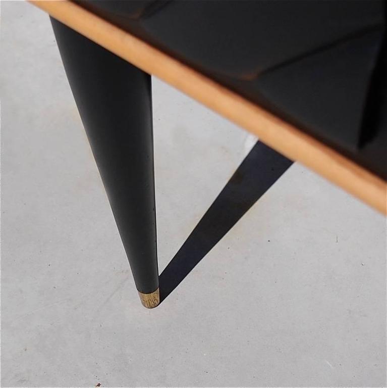 Stylish Italian Veneer Sideboard with Granite Top, circa 1950s at 1stDibs