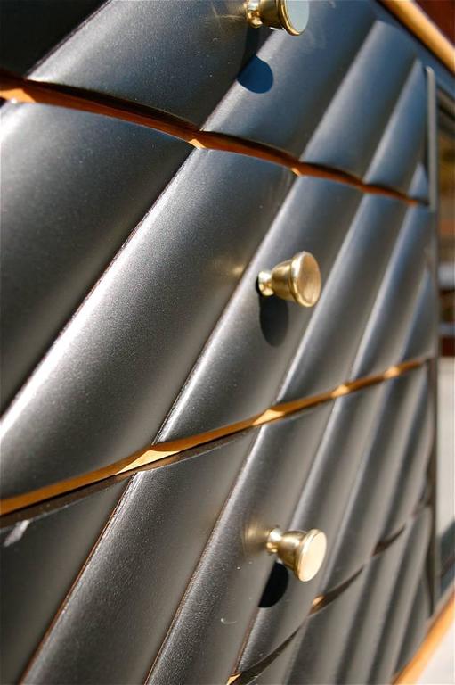 Stylish Italian Veneer Sideboard with Granite Top, circa 1950s at 1stDibs