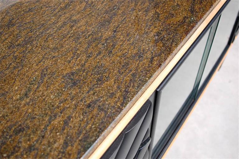 Stylish Italian Veneer Sideboard with Granite Top, circa 1950s at 1stDibs