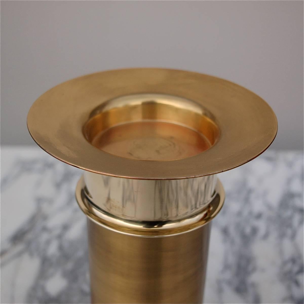Scandinavian Modern Brass Candleholder by Finish Designer Tapio Wirkkala for Kultakeskus For Sale