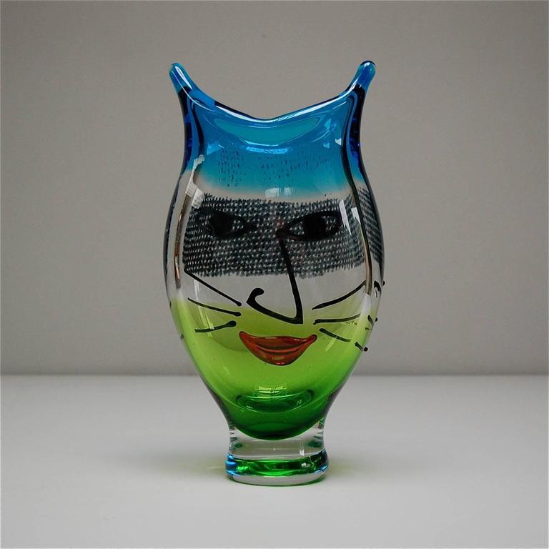 Murano Glass Art Vase in the Style of Mario Badioli, circa 1980s, Italy ...