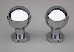 1970s Pair of Chrome Sconces or Table Lamps with Adjustable Cover