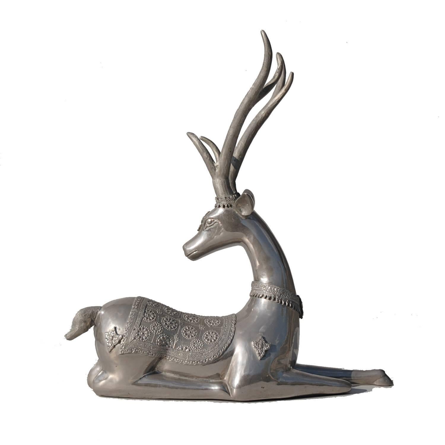 Large Silver Colored Animal Floor Sculpture, Late 20th Century