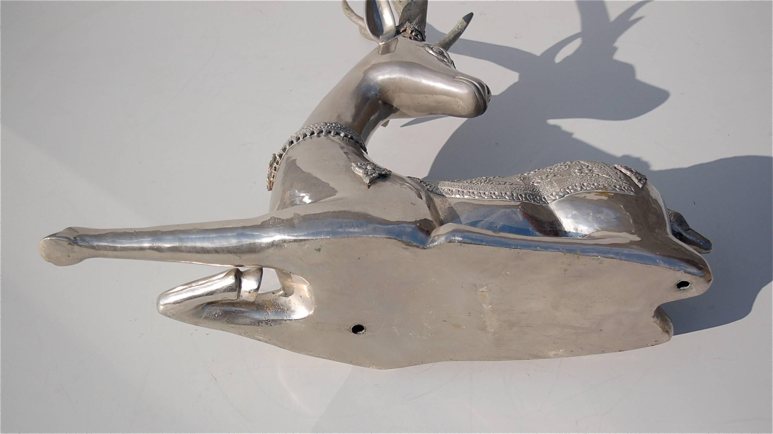 Hollywood Regency Large Silver Colored Animal Floor Sculpture, Late 20th Century