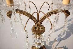 Pair of Candlestick Table Lamps with Usual Crystal Detail, 1950s France