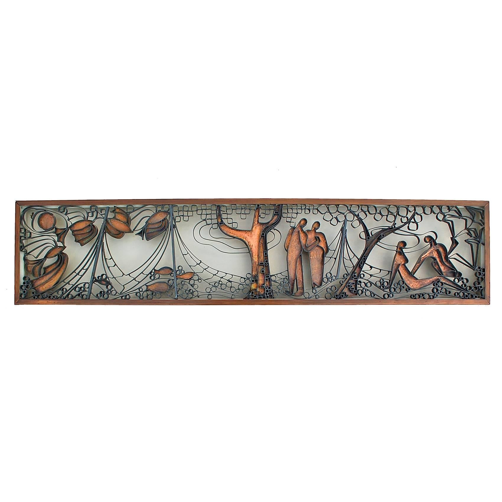 Signed Metal Wall Sculpture by German Artist Ferdi Walther, 1976 For Sale
