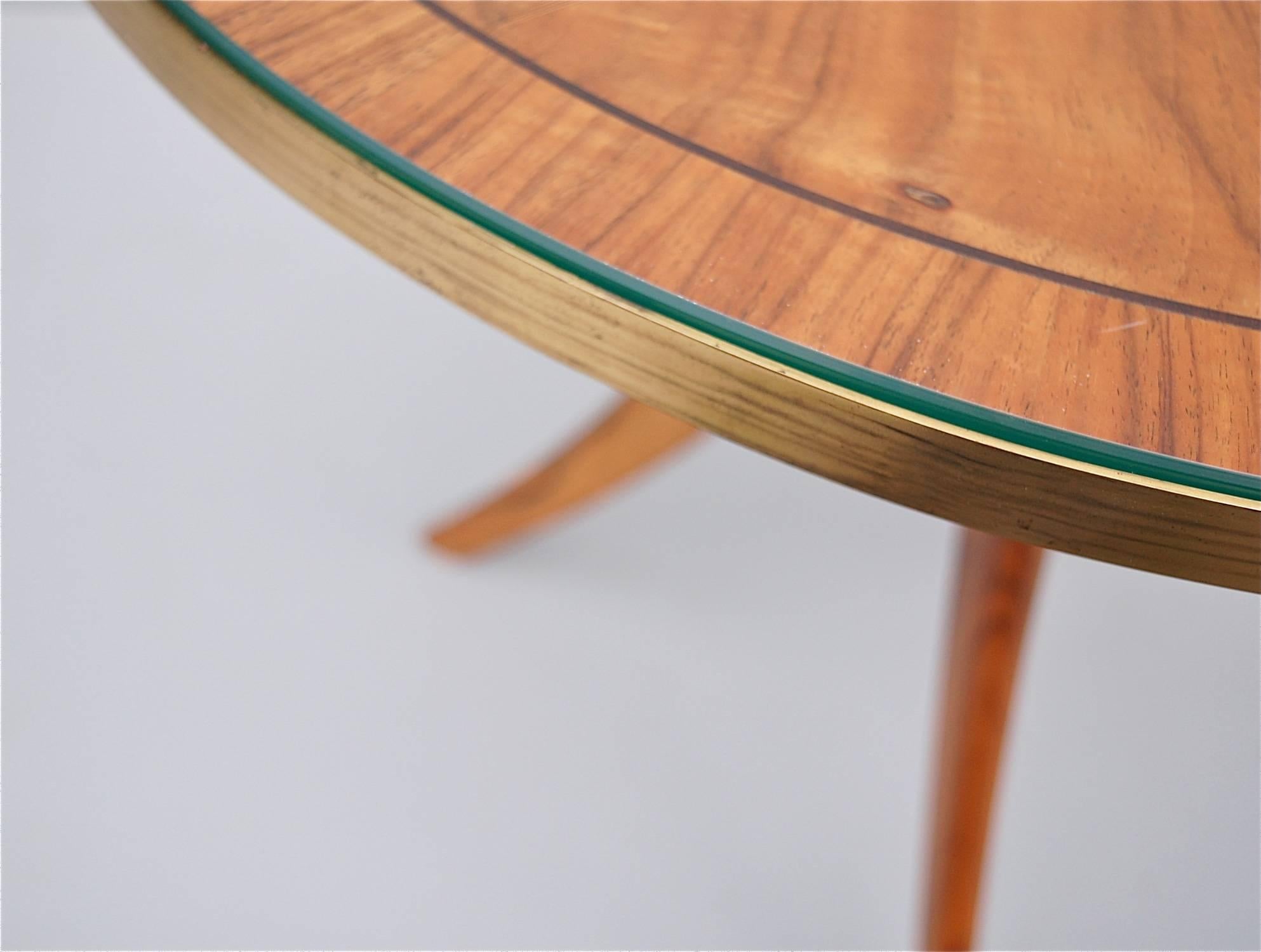 Hollywood Regency Tripod Side Table with Star Inlay in the Style of Josef Frank, Mid-20th Century