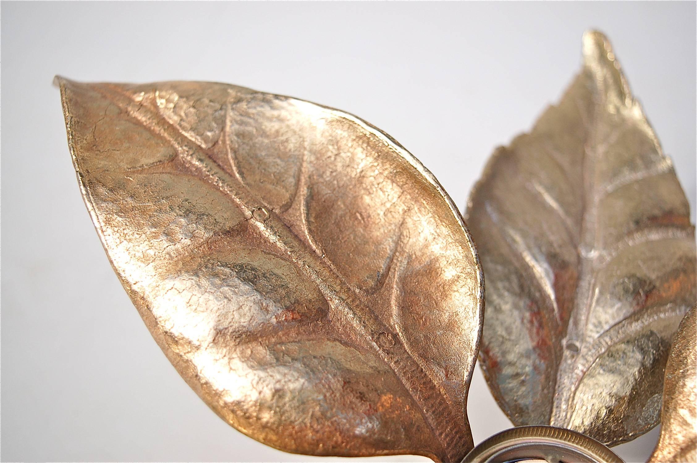 Belgian Hollywood Regency style Leaf Shaped Wall Lights by Willy Daro, circa 1970s For Sale