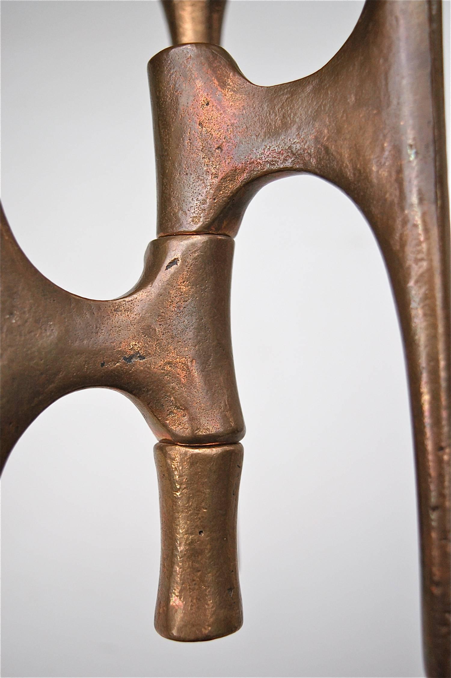Pair of Bronze Brutalist Candleholders by Harjes, Mid-20th Century, Germany 1