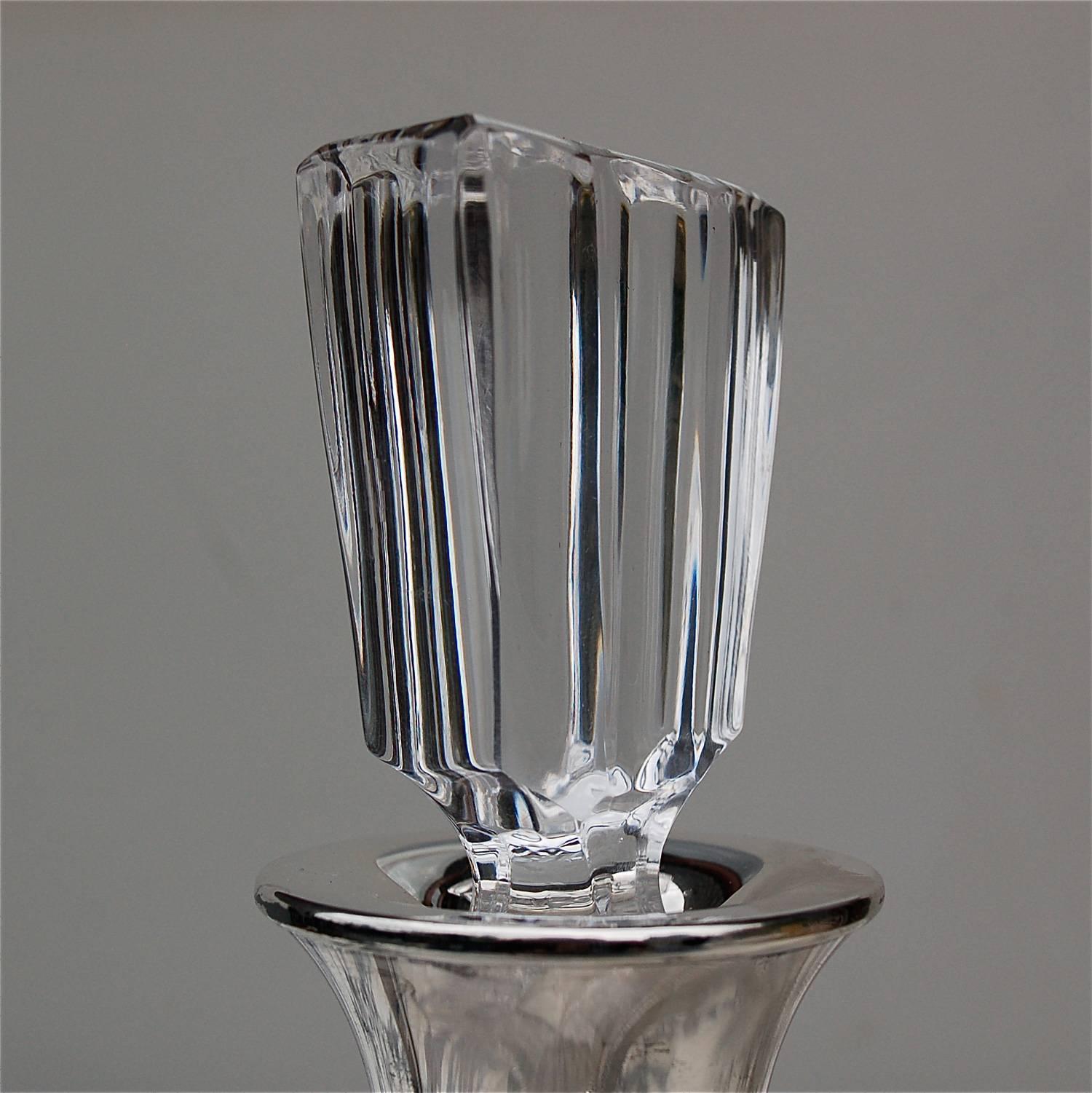 German Sterling Silver Mounted Crystal Decanter by Gebrüder Kühn, Late 20th Century