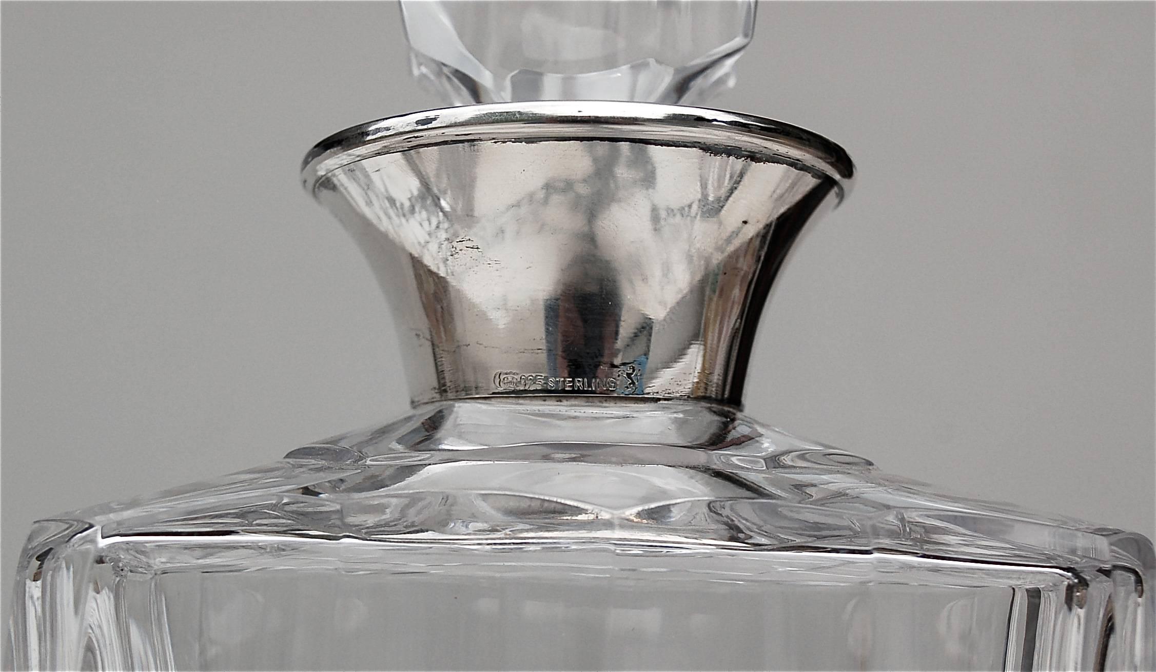Sterling Silver Mounted Crystal Decanter by Gebrüder Kühn, Late 20th Century In Excellent Condition In Noorderwijk, BE