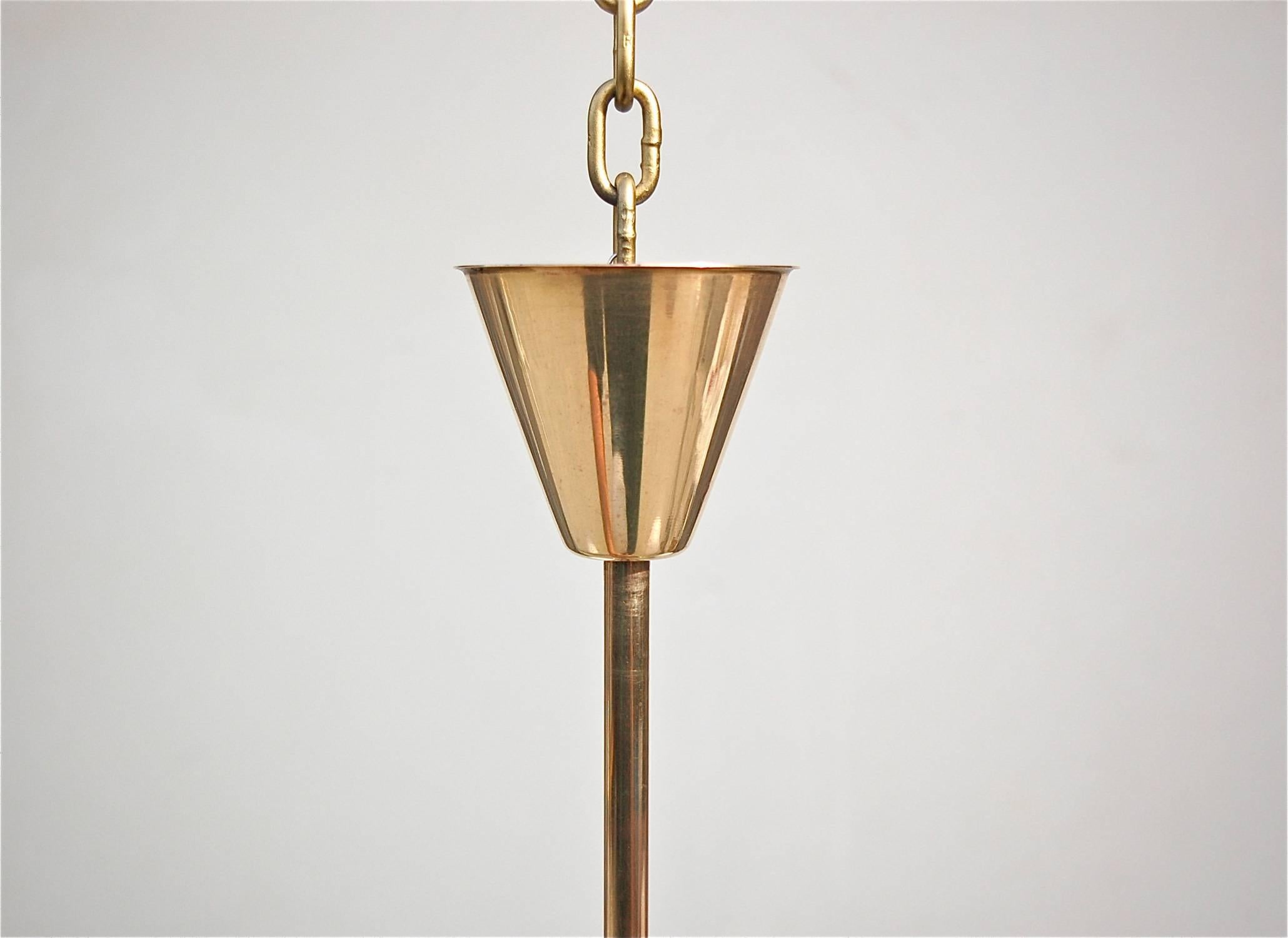 20th Century Opaline and Brass Bistro Style Lamp, 1930s