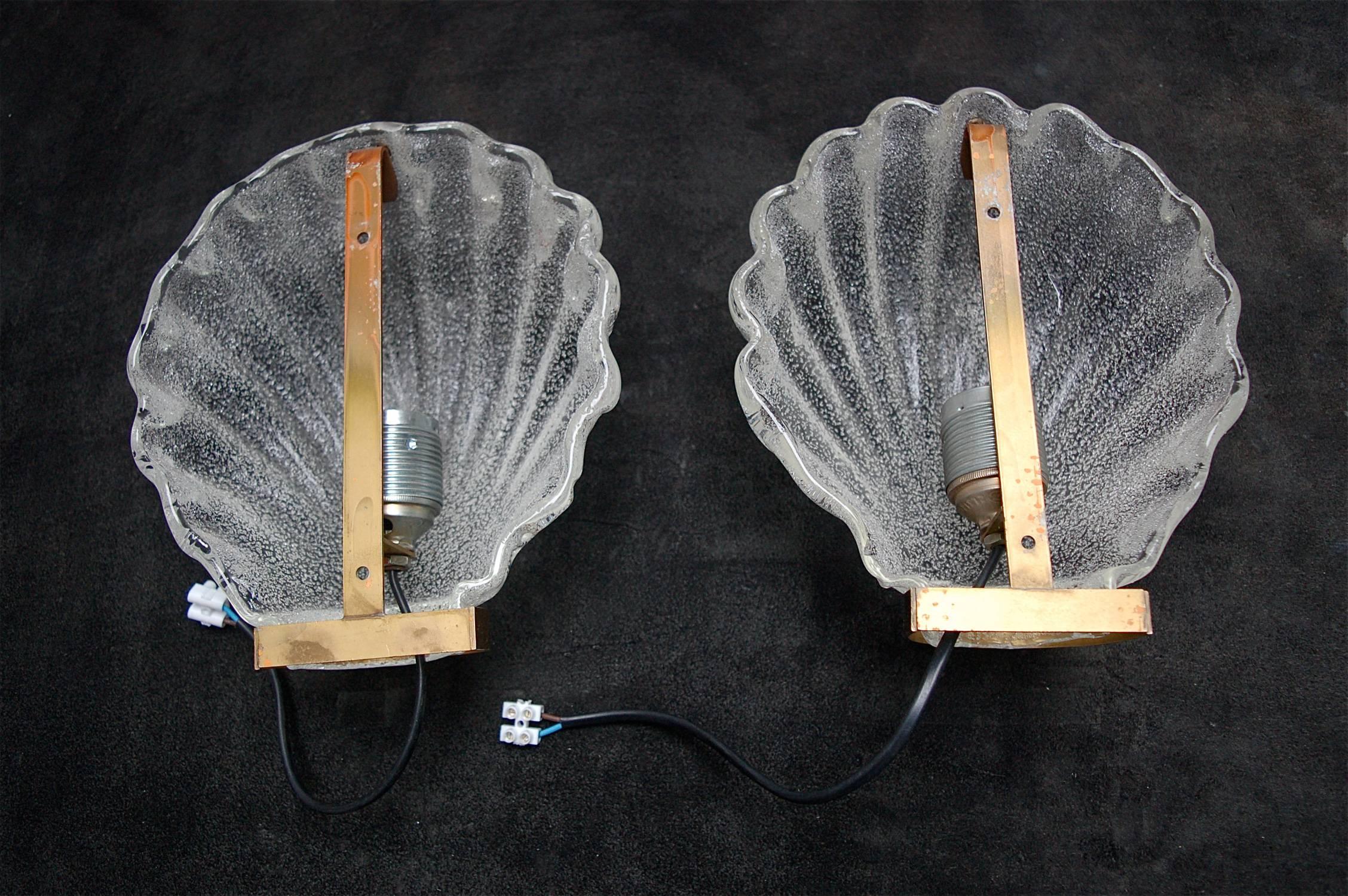 Hollywood Regency Italian Sea Shell Sconces by Barovier & Toso, circa 1960s