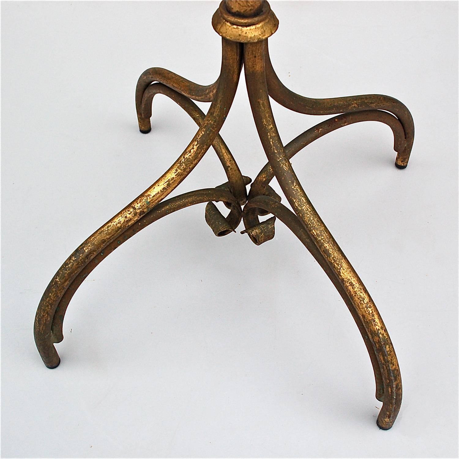 Italian Gold Metal Coat Stand with Double Hook Branches, 1960s, Italy For Sale