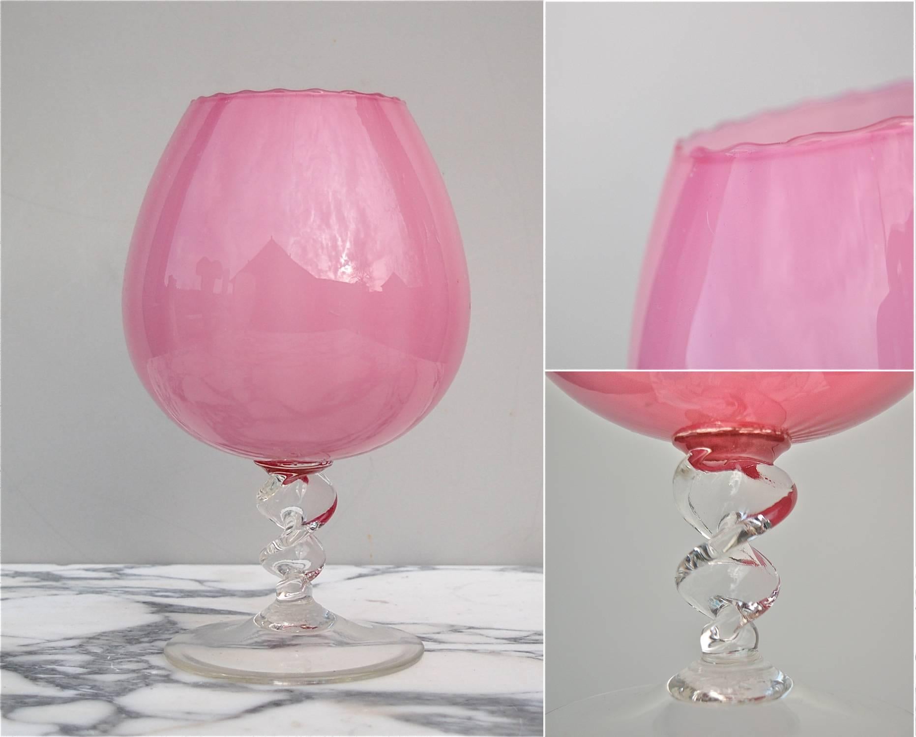 Art Glass Collection of Five Opaline and Murano Glass Vases, Italy, circa 1950s For Sale