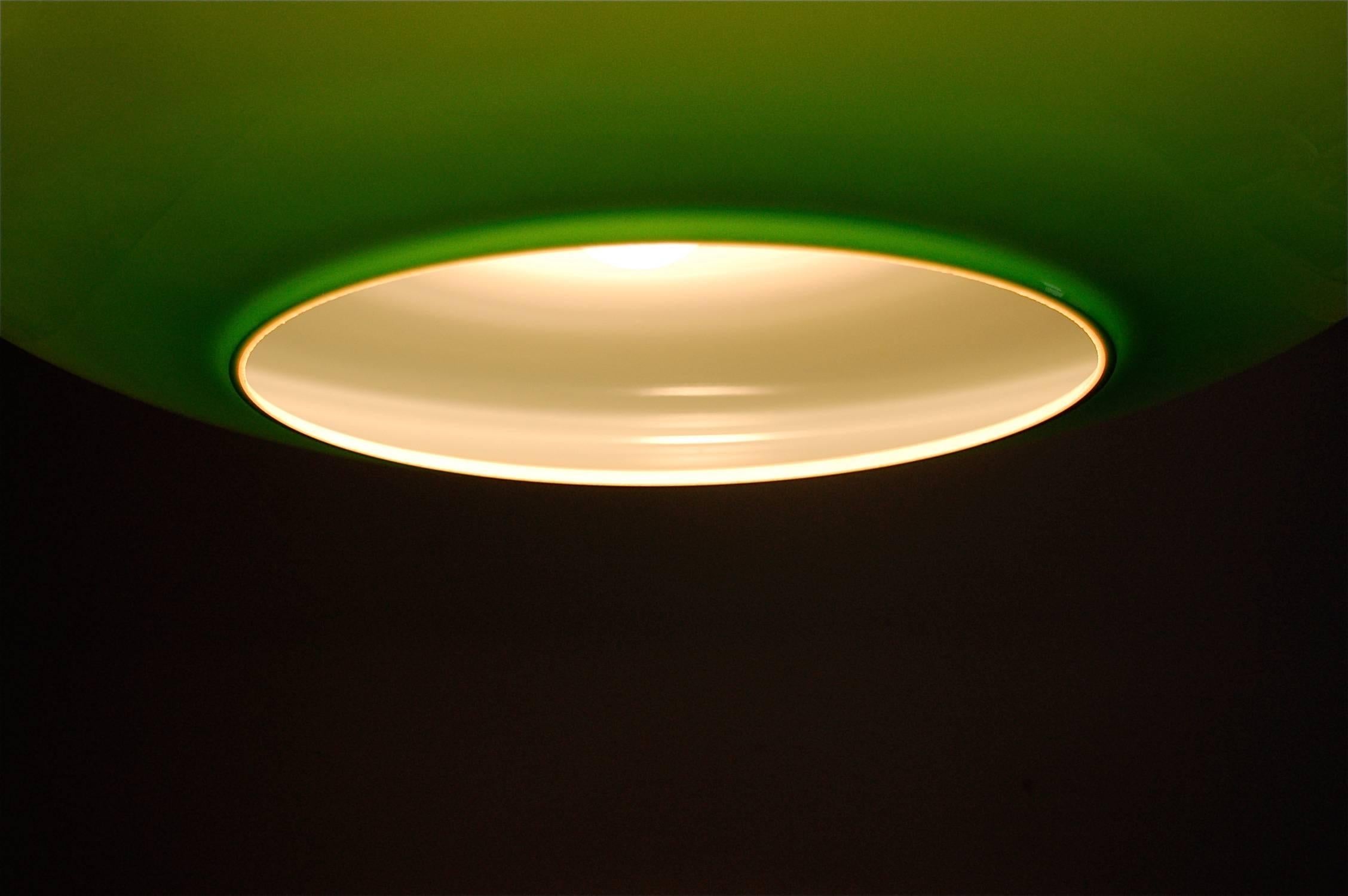 Mid-Century Modern Green Trumpet Shaped Murano Glass Pendant Lamp, Peill and Putzler, 1970s