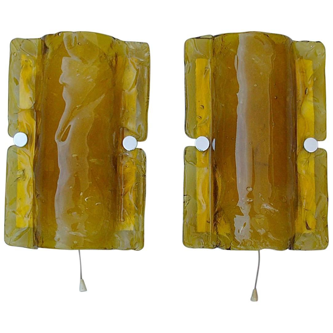 Pair of Murano Glass Wall Light Sconces by J.T. Kalmar, Austria, 1960s For Sale