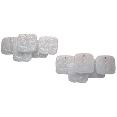 Pair of 1960s Frosted Ice Glass Panel Wall Lights by Kalmar