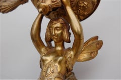 Wall-Mounted Brass Candelabra with Fairy Figurines, 19th Century