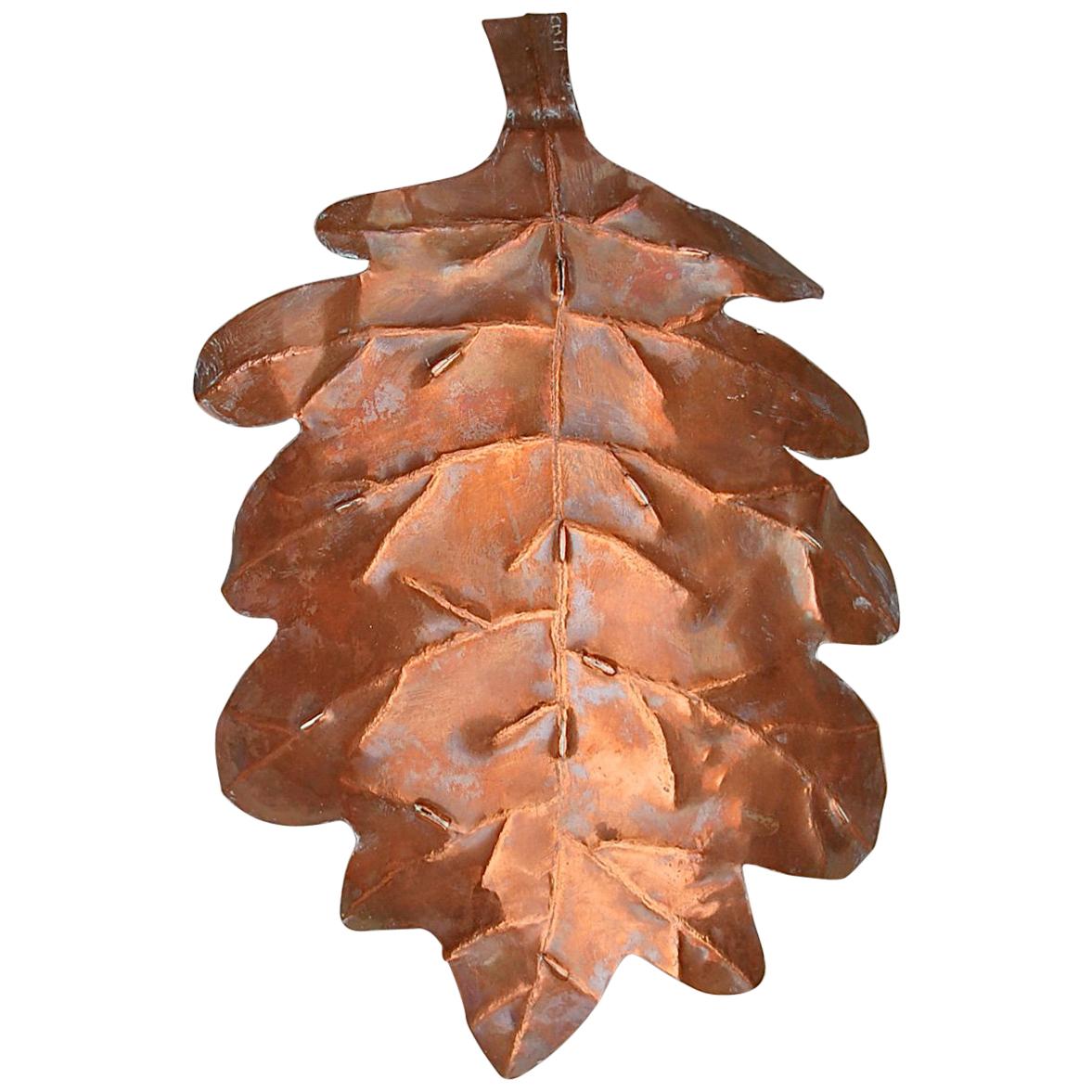 Handcrafted Copper Wall Light in Shape of Leaf, 1970s, Germany For Sale
