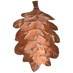 Handcrafted Copper Wall Light in Shape of Leaf, 1970s, Germany