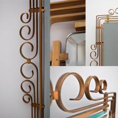 Art Deco Bevel Edge Wall Mirror in Brass Frame, circa 1930s