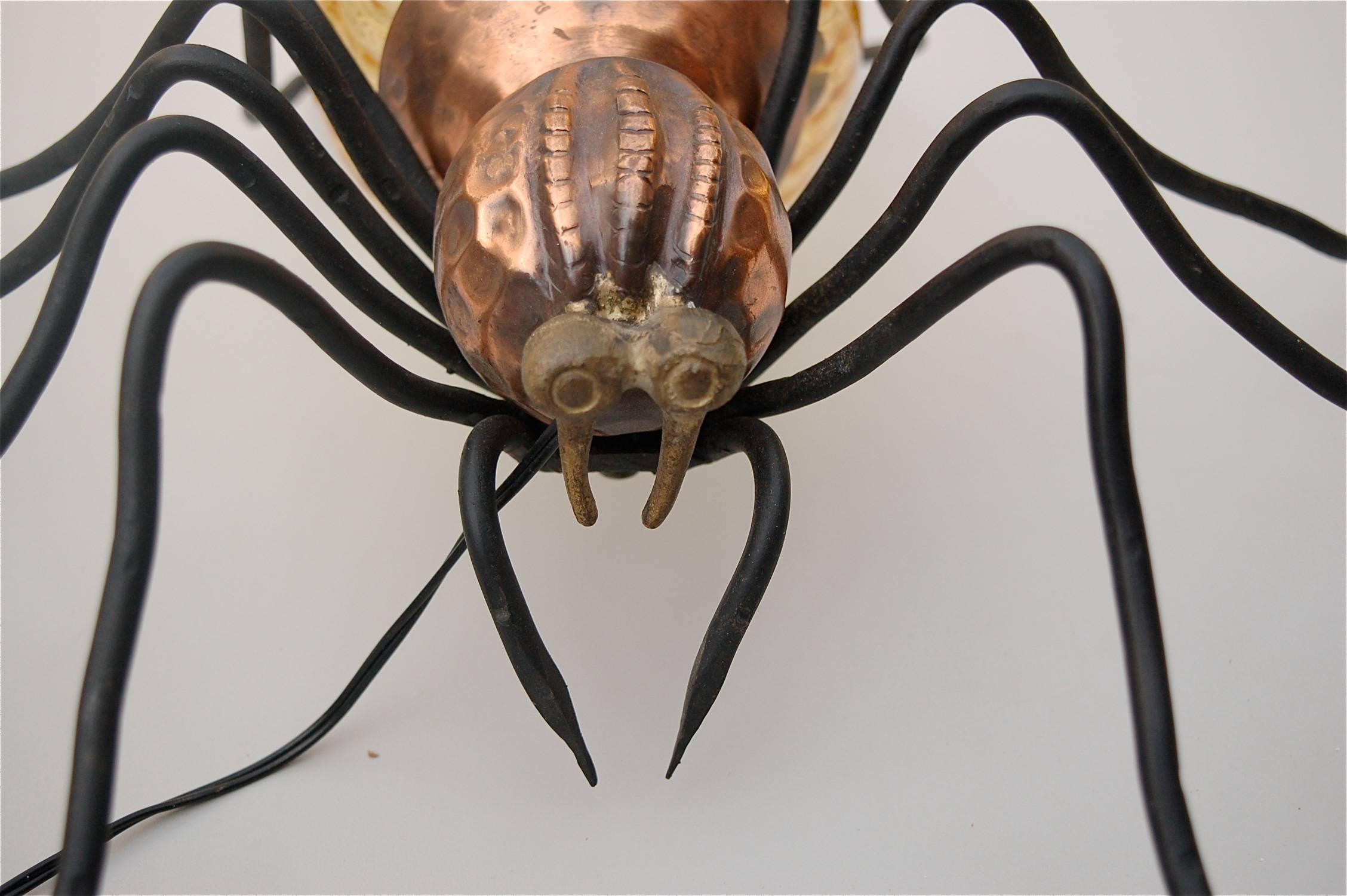 Mid-Century Modern Scuptural Spider Lamp with Murano Glass Body, Italy, circa 1950s