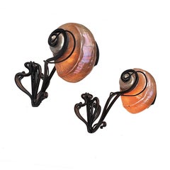 Pair of Art Nouveau Nautilus Shell Wall Lights, Early 20th Century