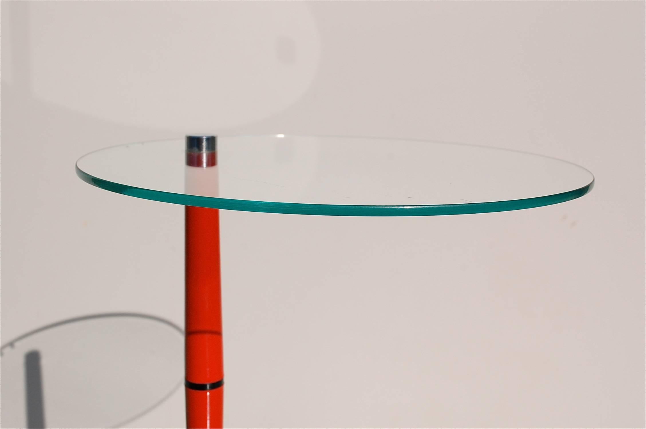 Mid-Century Modern Glass Side Table with Bright Colored Legs, Mid-20th Century, Italy