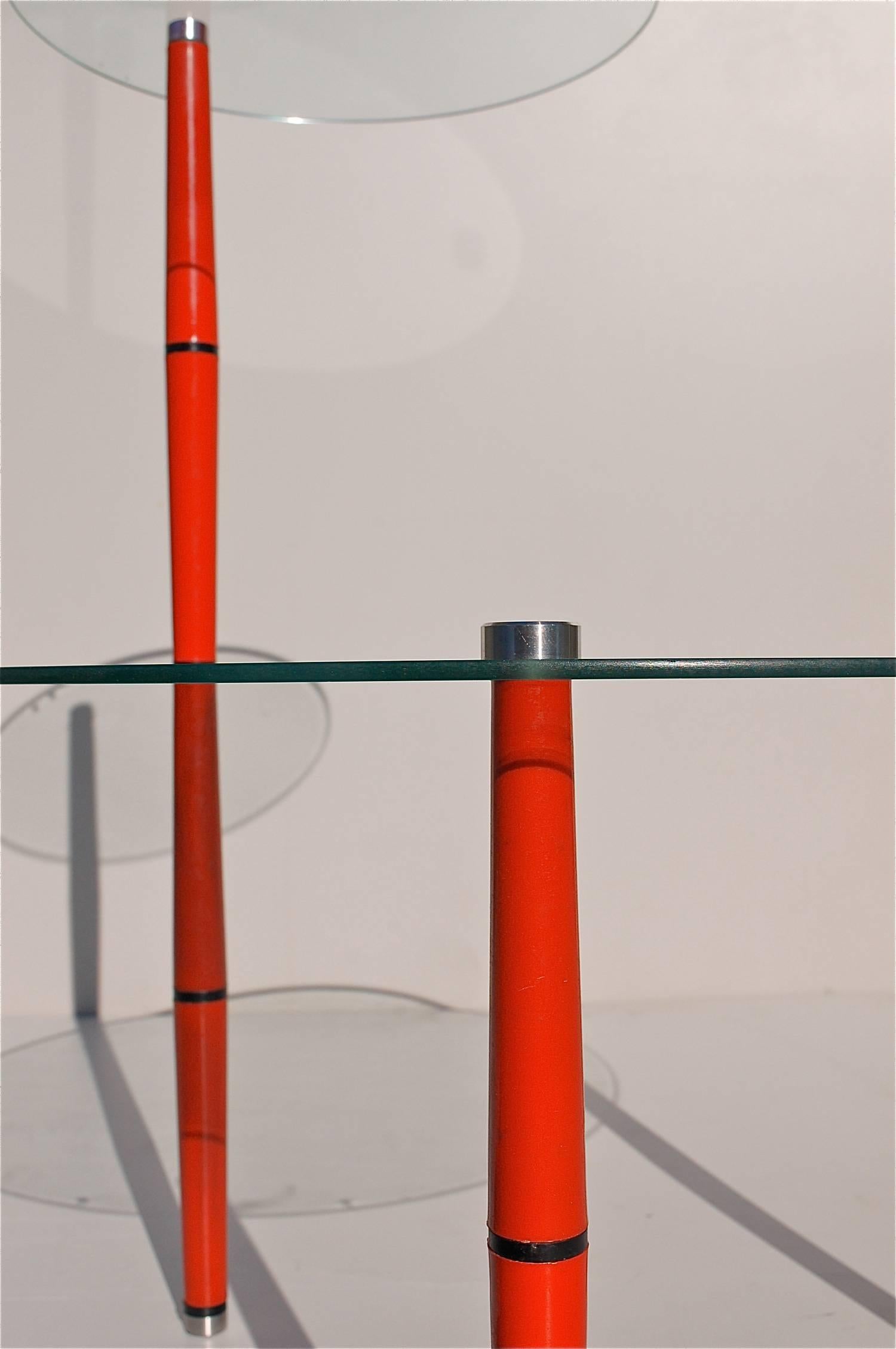 Glass Side Table with Bright Colored Legs, Mid-20th Century, Italy In Good Condition In Noorderwijk, BE