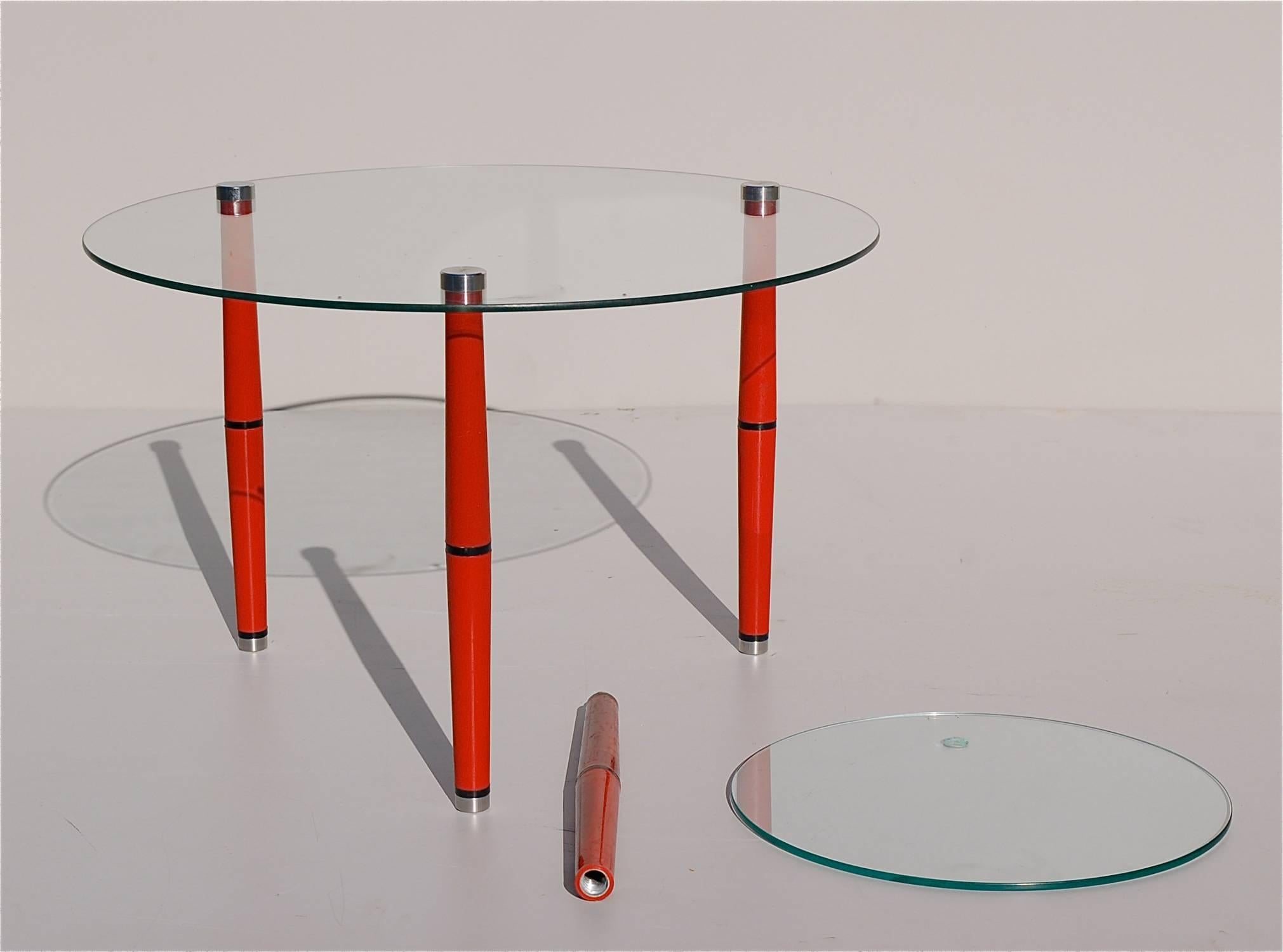 Glass Side Table with Bright Colored Legs, Mid-20th Century, Italy 1
