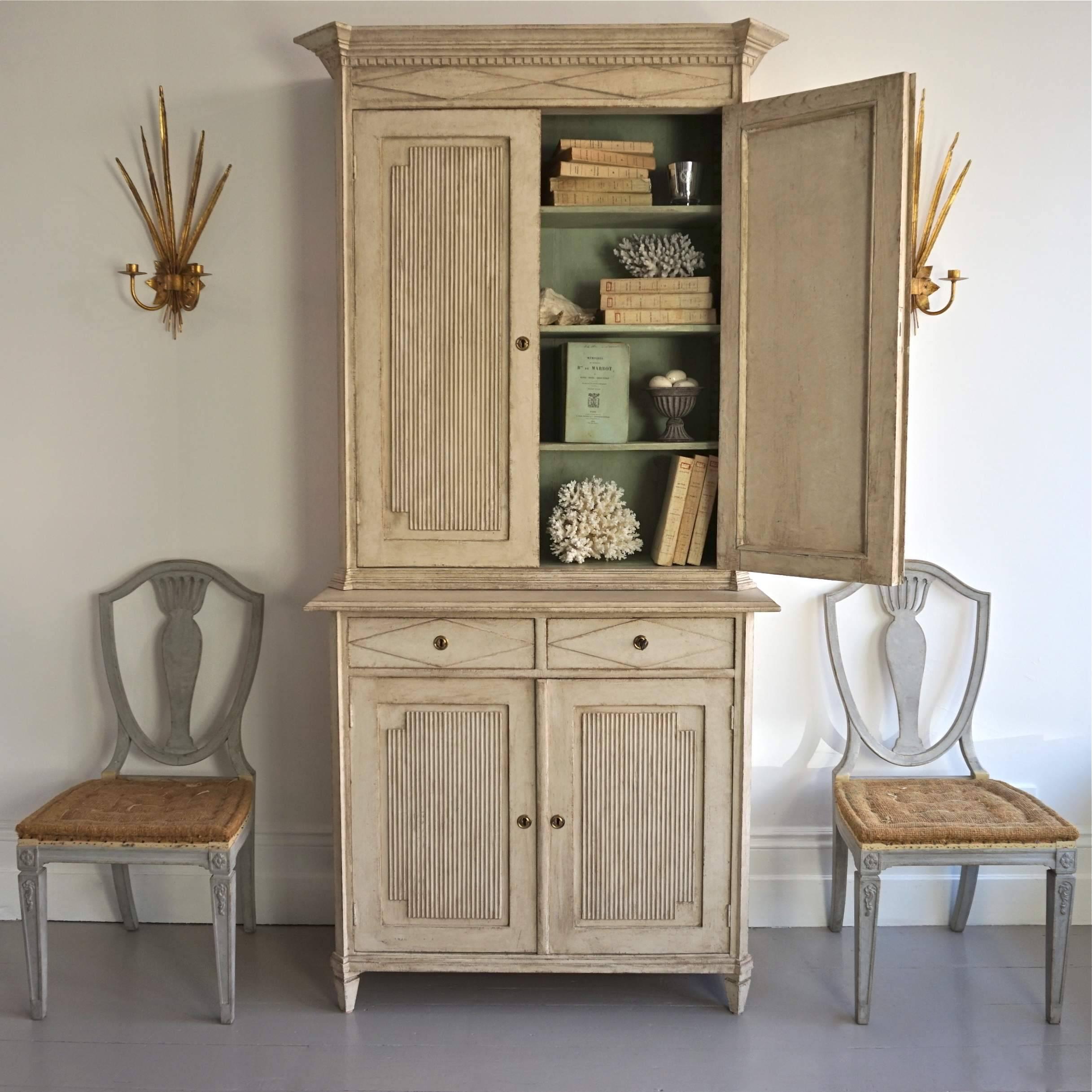 Carved 19th Swedish Gustavian Style Cabinet