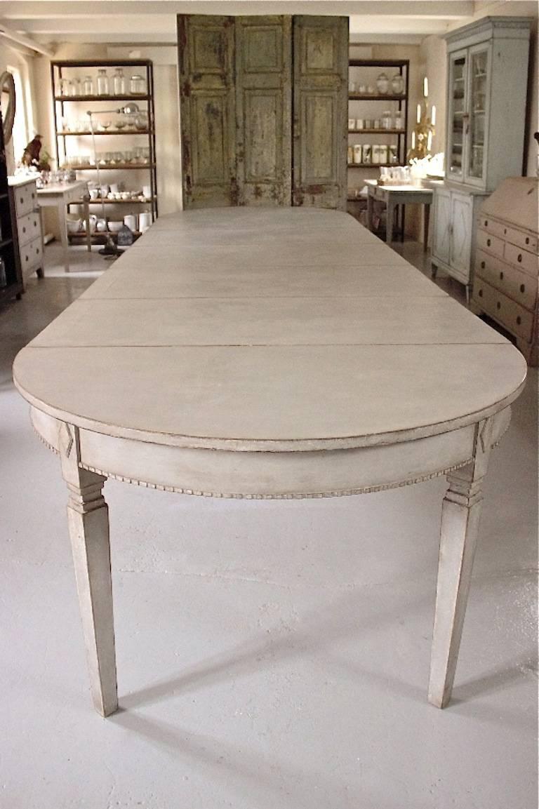 Hand-Carved Swedish Gustavian Style Extension Dining Table