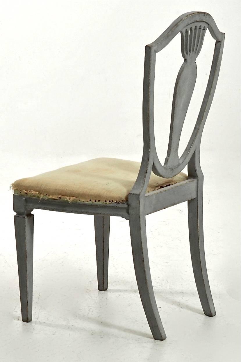 Hand-Carved Set of Eight Swedish Gustavian Style Dining Chairs
