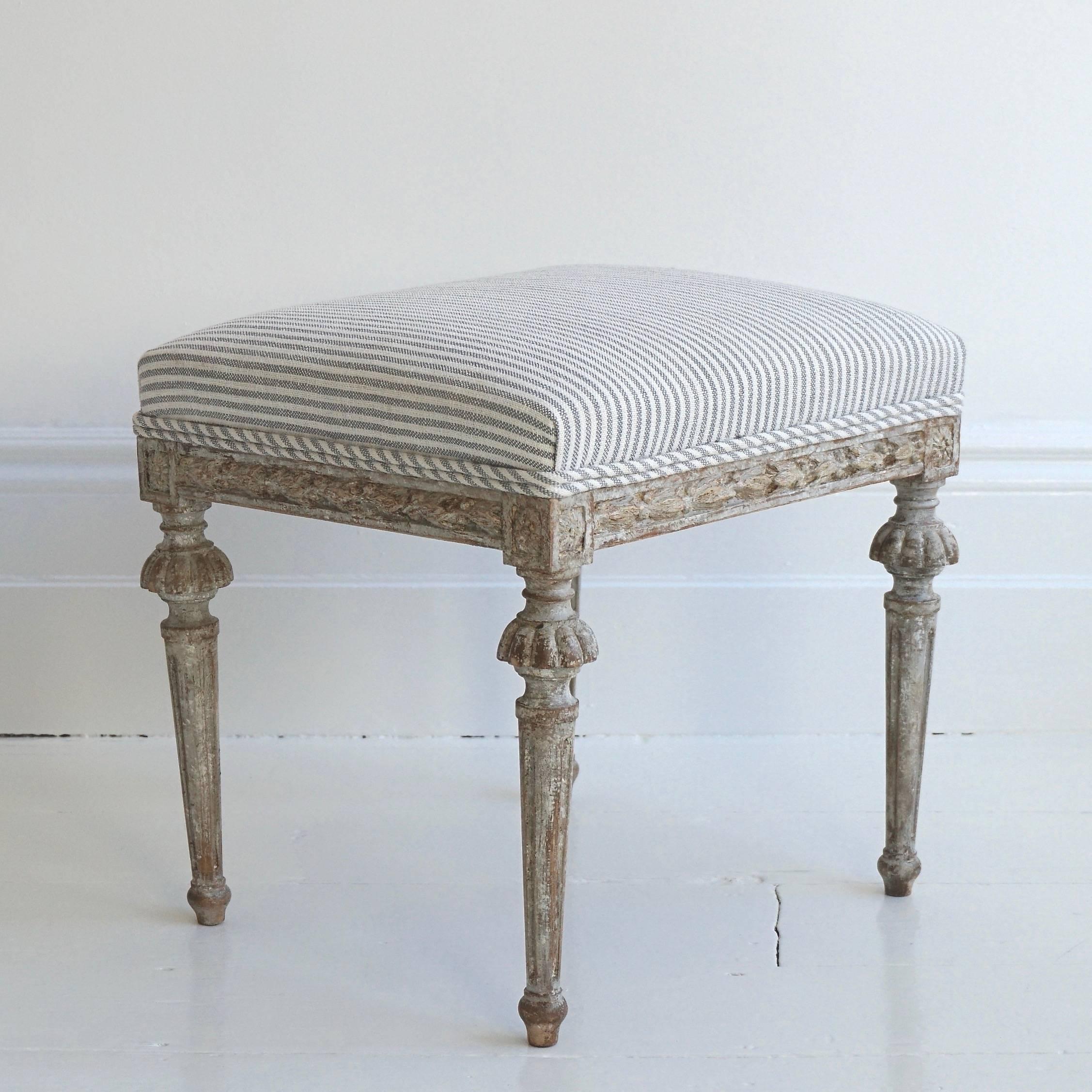 Pair of Early 19th Century, Swedish, Gustavian Period Stools in Original Paint 1