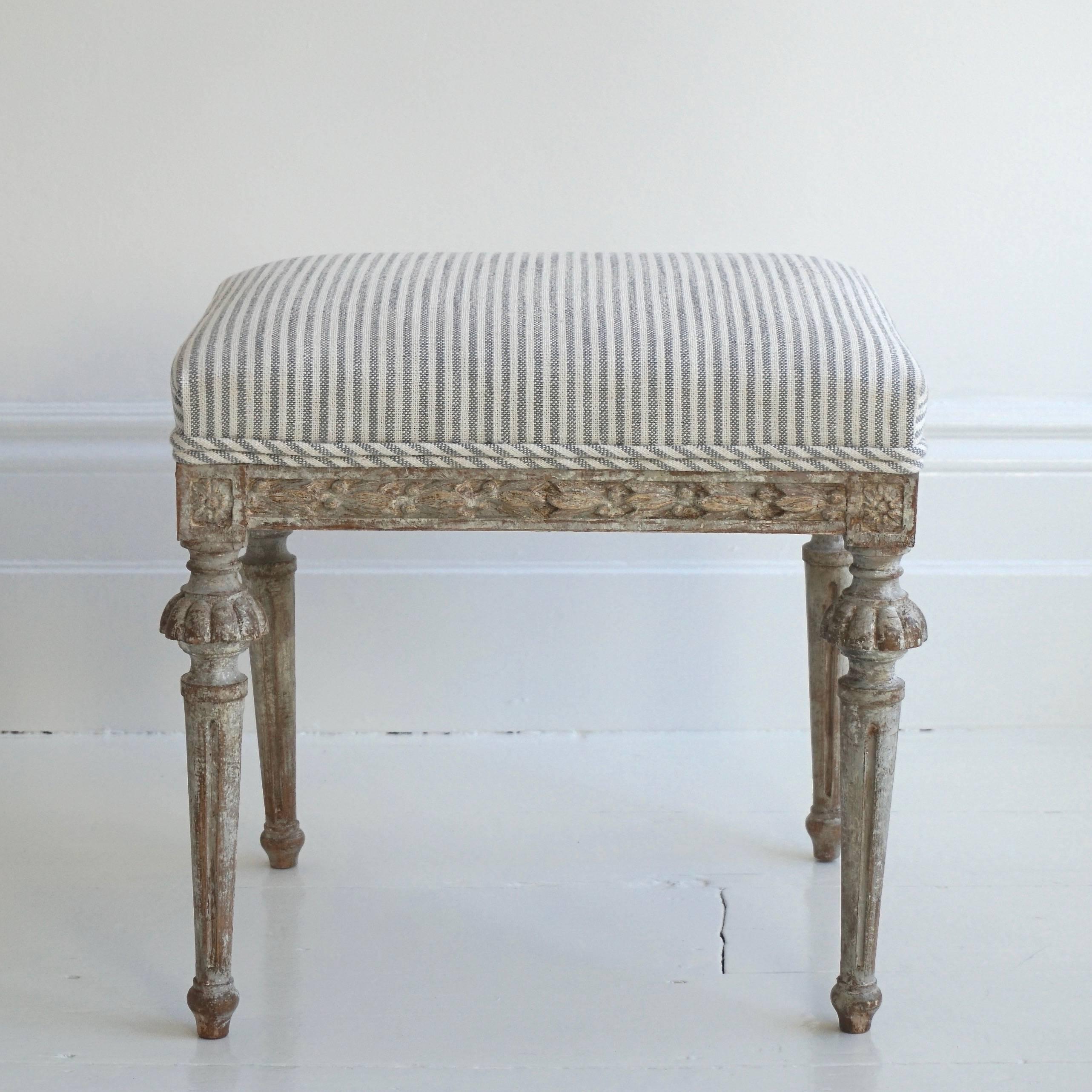 Pair of Early 19th Century, Swedish, Gustavian Period Stools in Original Paint 2