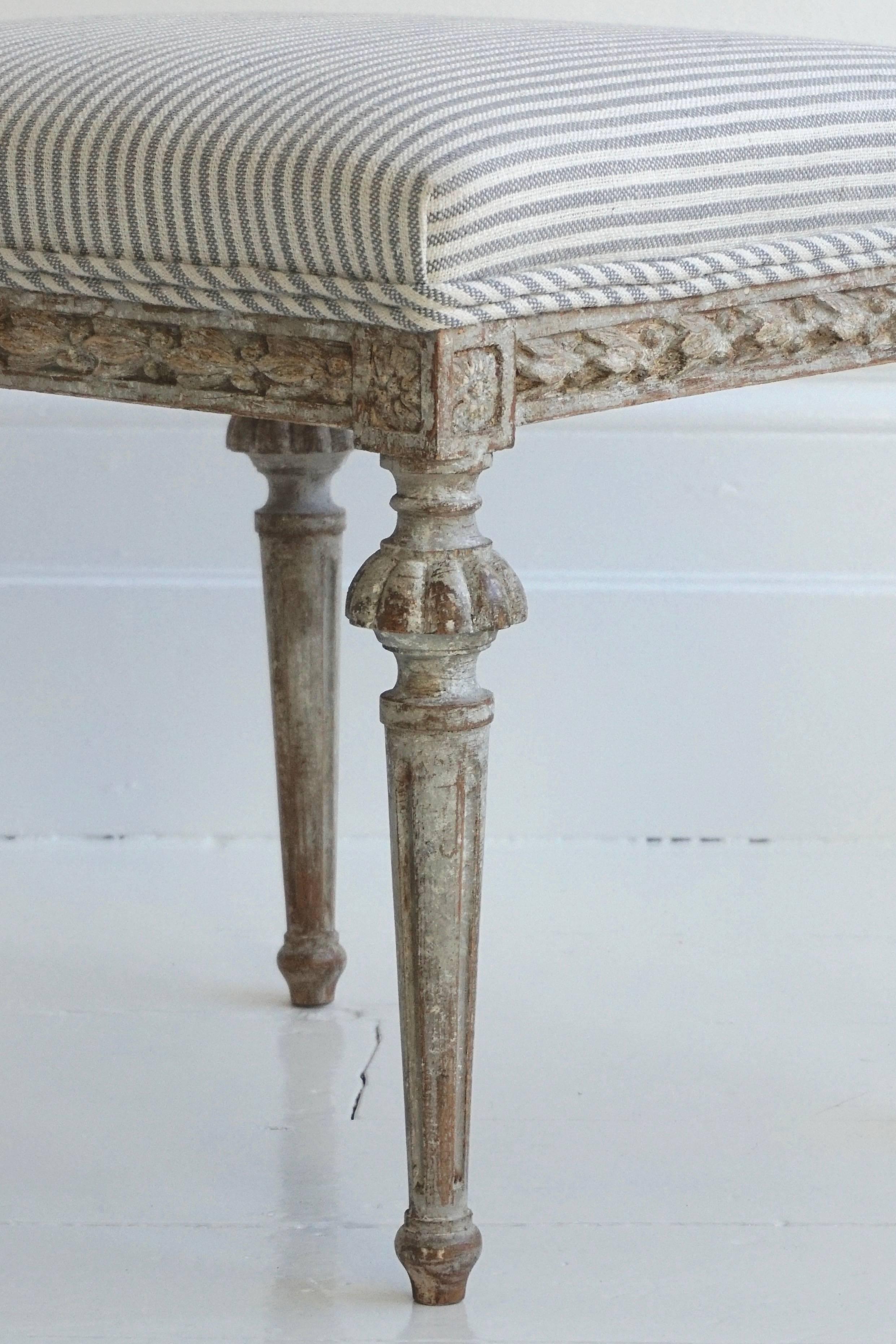 Pair of Early 19th Century, Swedish, Gustavian Period Stools in Original Paint 5