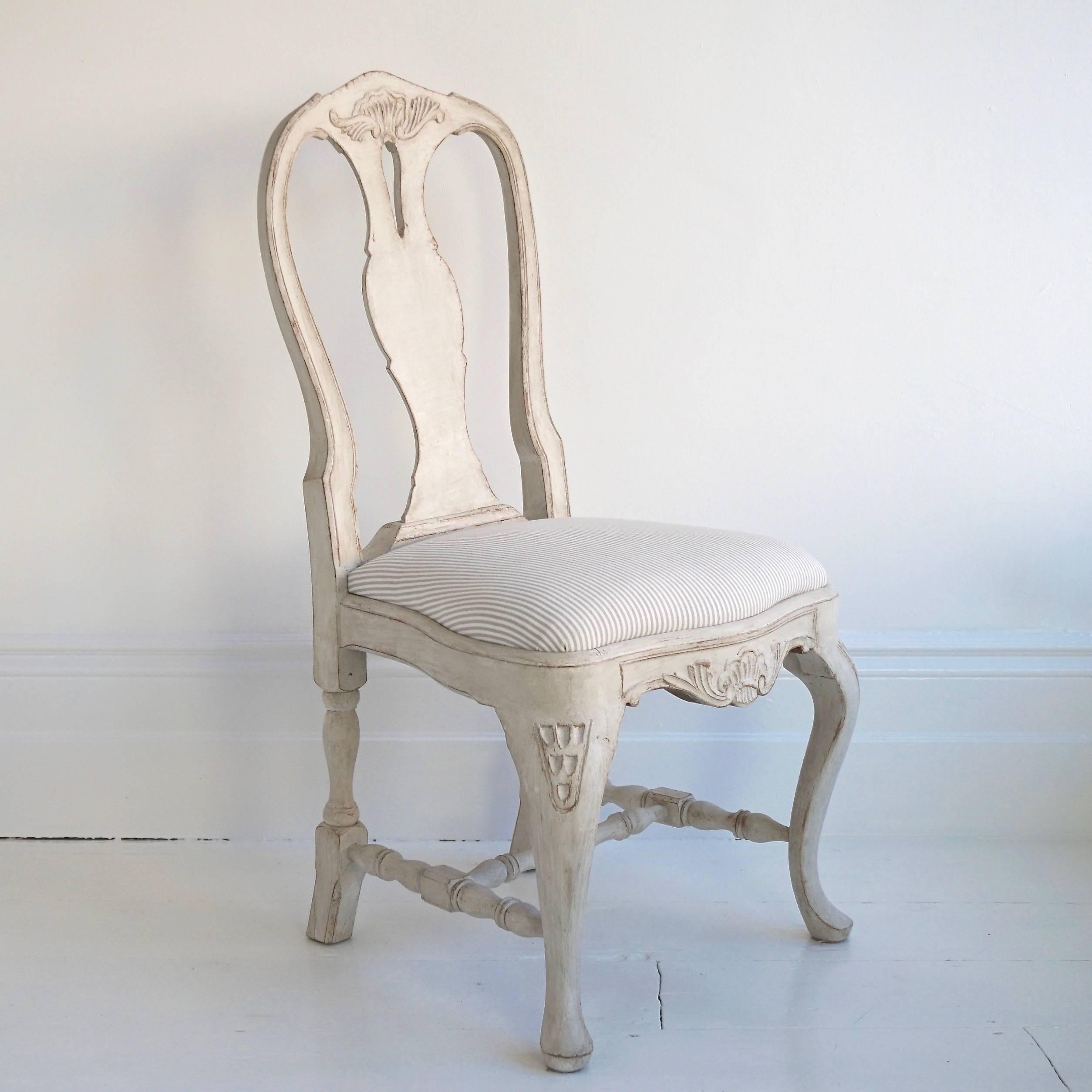 Set of Ten Antique Swedish Rococo Style Dining Chairs In Excellent Condition In Royal Tunbridge Wells, Kent