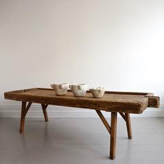 Grand Scale 18th Century French Elm Pig Bench Coffee Table