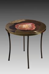 Claude de Muzac Metal and Fossilized Arizona Wood Gueridon