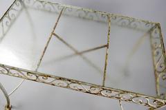 Mid-20th Century French Wrought Iron Garden Table with Glass Top