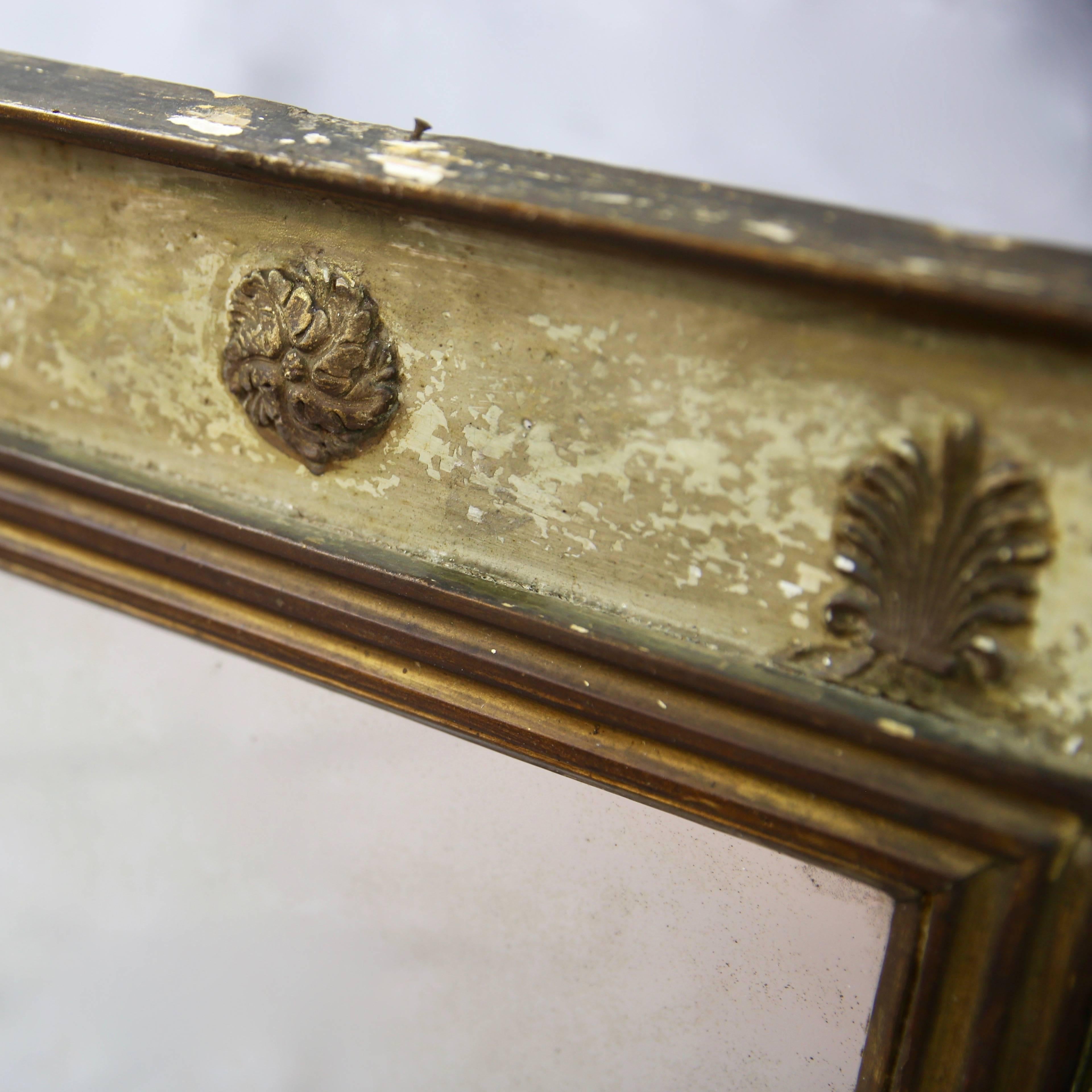 Reflect on This: Little French mirror dating from the 1830s. With original paint traces and gilding work, this piece would have come from a genteel country home, likely having been placed between two windows or doors there to increase the sense of
