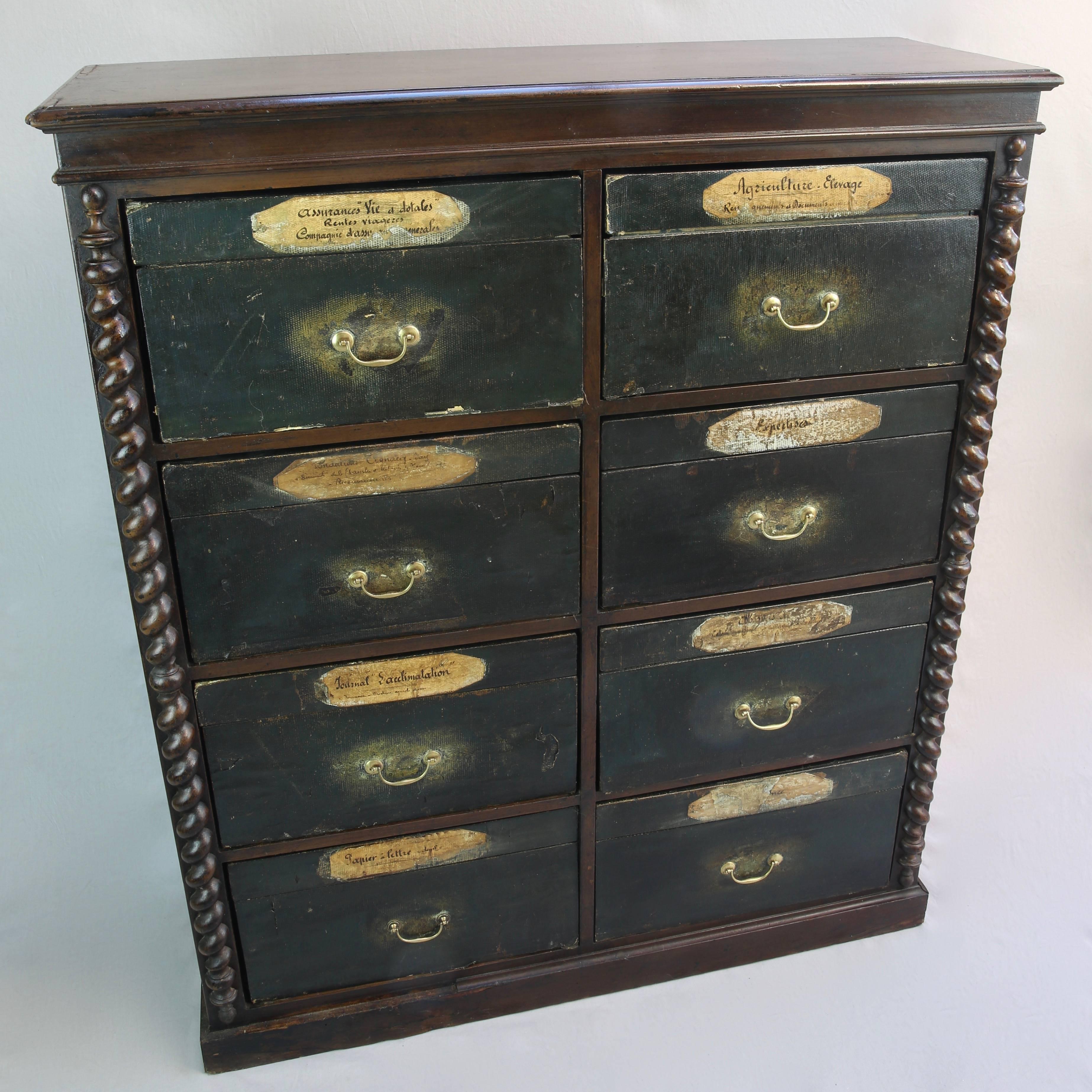 19th Century French Mahogany Notaire's Cartonnier or Filing Cabinet In Fair Condition In Henley-on-Thames, Oxfordshire