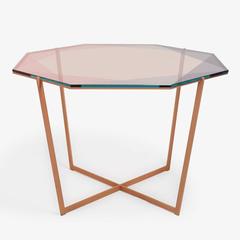 Gem Octagonal Dining Table / Pink, Bronze