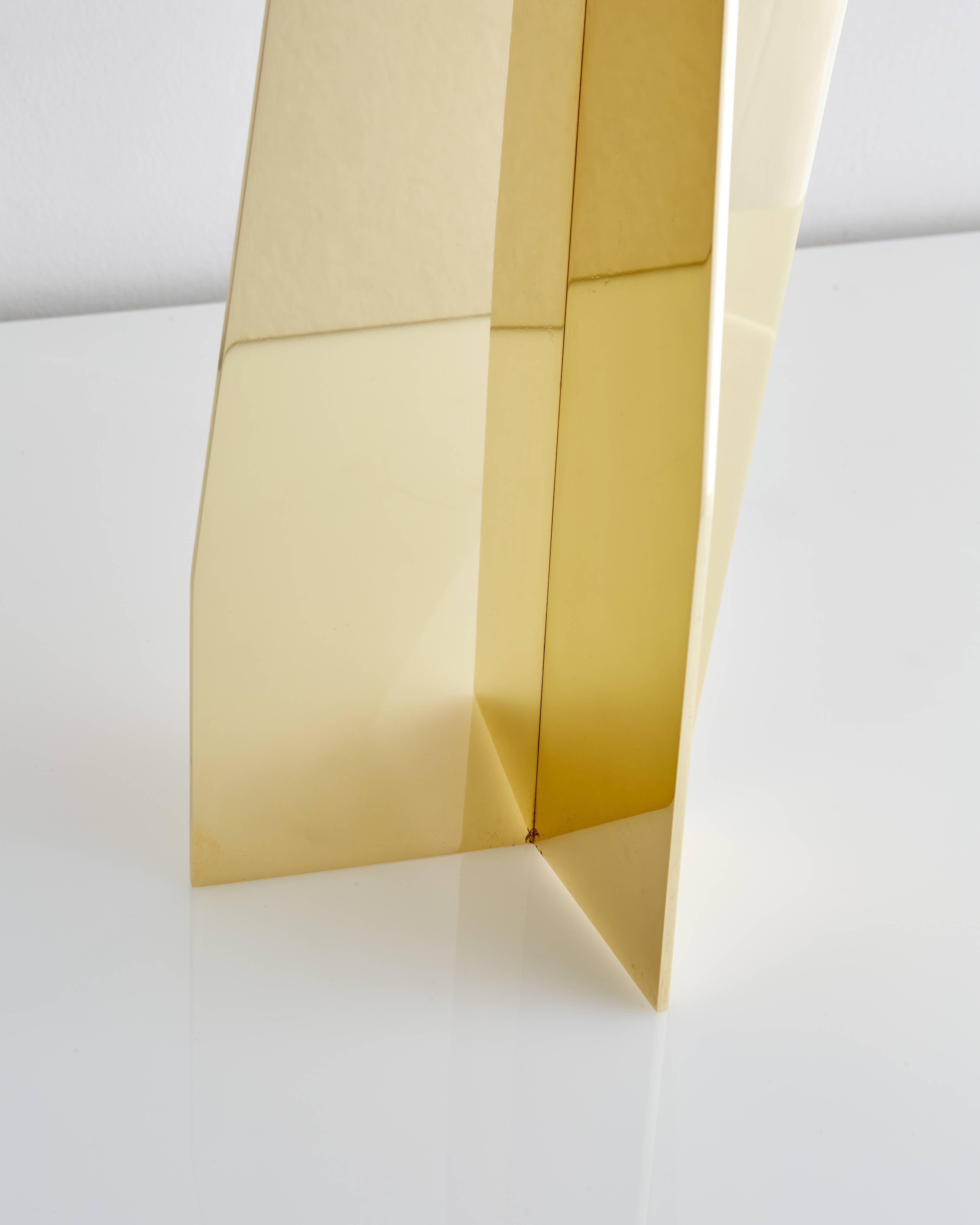 American Folded Brass Origami Table Lamp For Sale