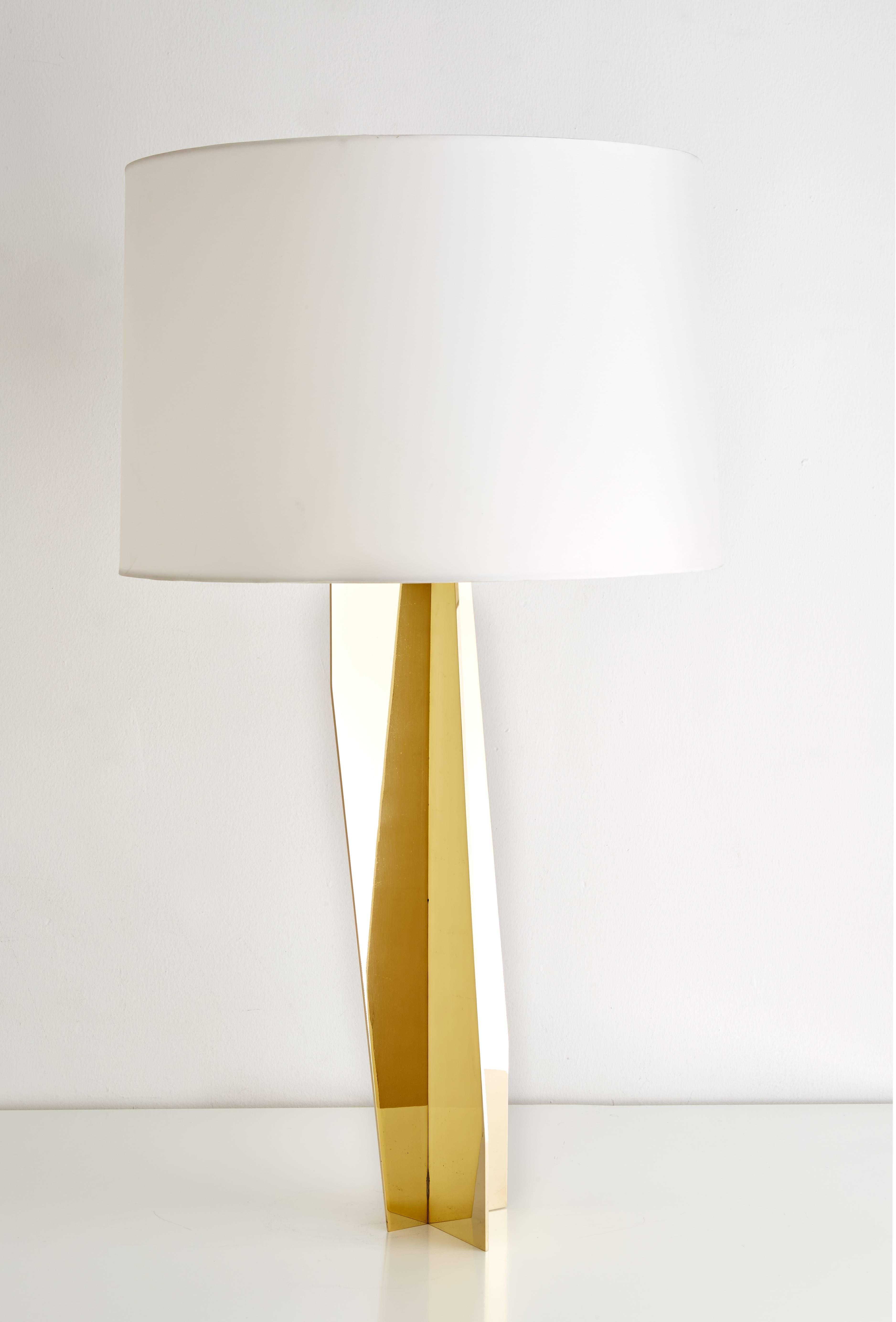 Modern Folded Brass Origami Table Lamp For Sale