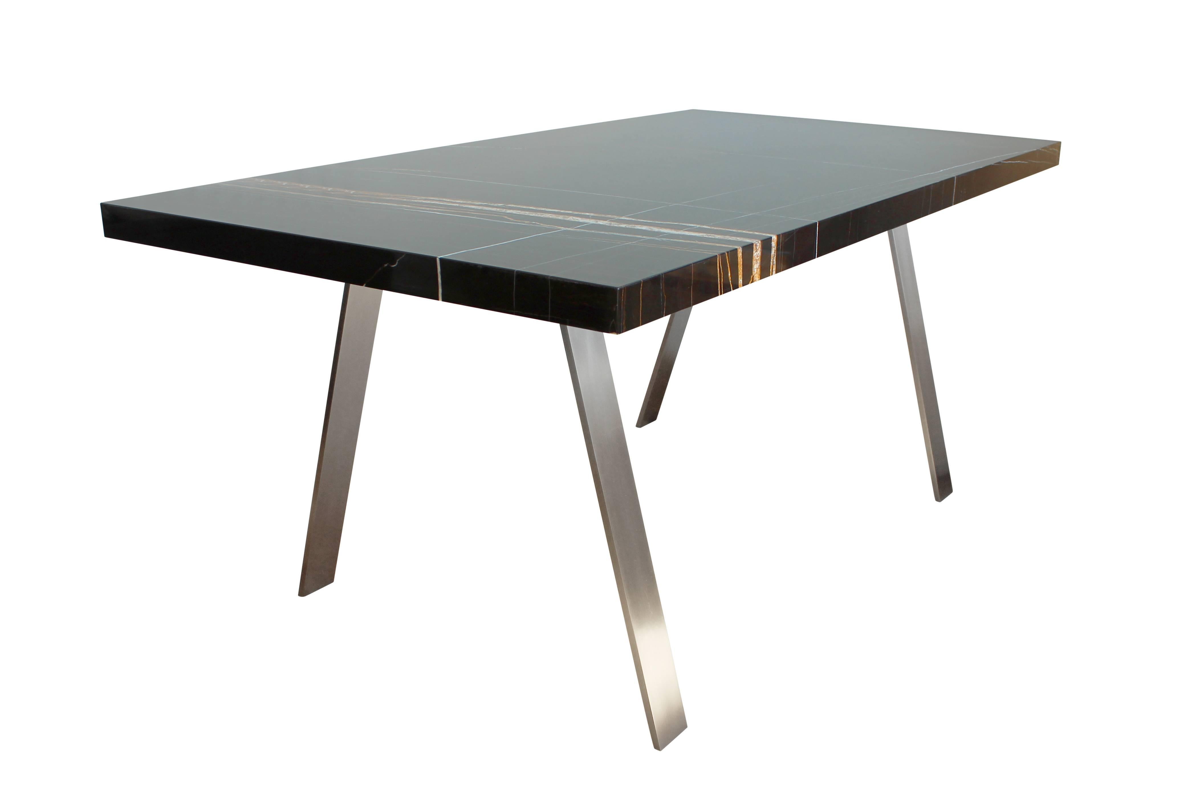 Modern Adrian Marble and Bronze Dining Table For Sale